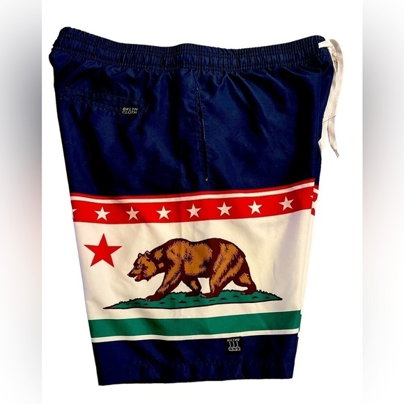 Brooklyn Cloth California Bear Swim Trunks - Navy and White - Picture 1 of 7
